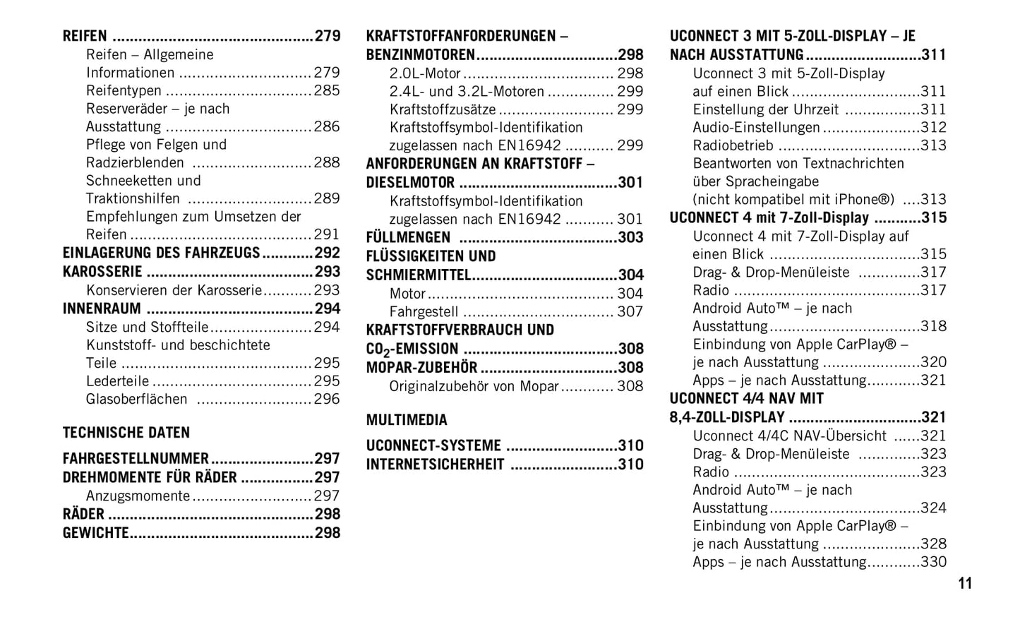 2019-2020 Jeep Cherokee Owner's Manual | German