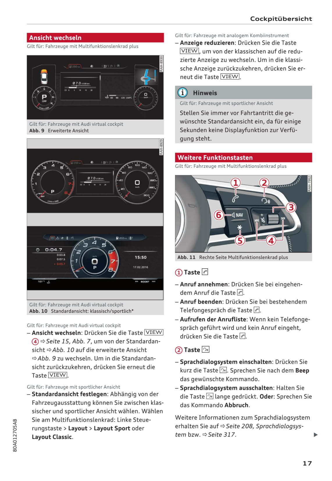 2017-2020 Audi Q5 Owner's Manual | German