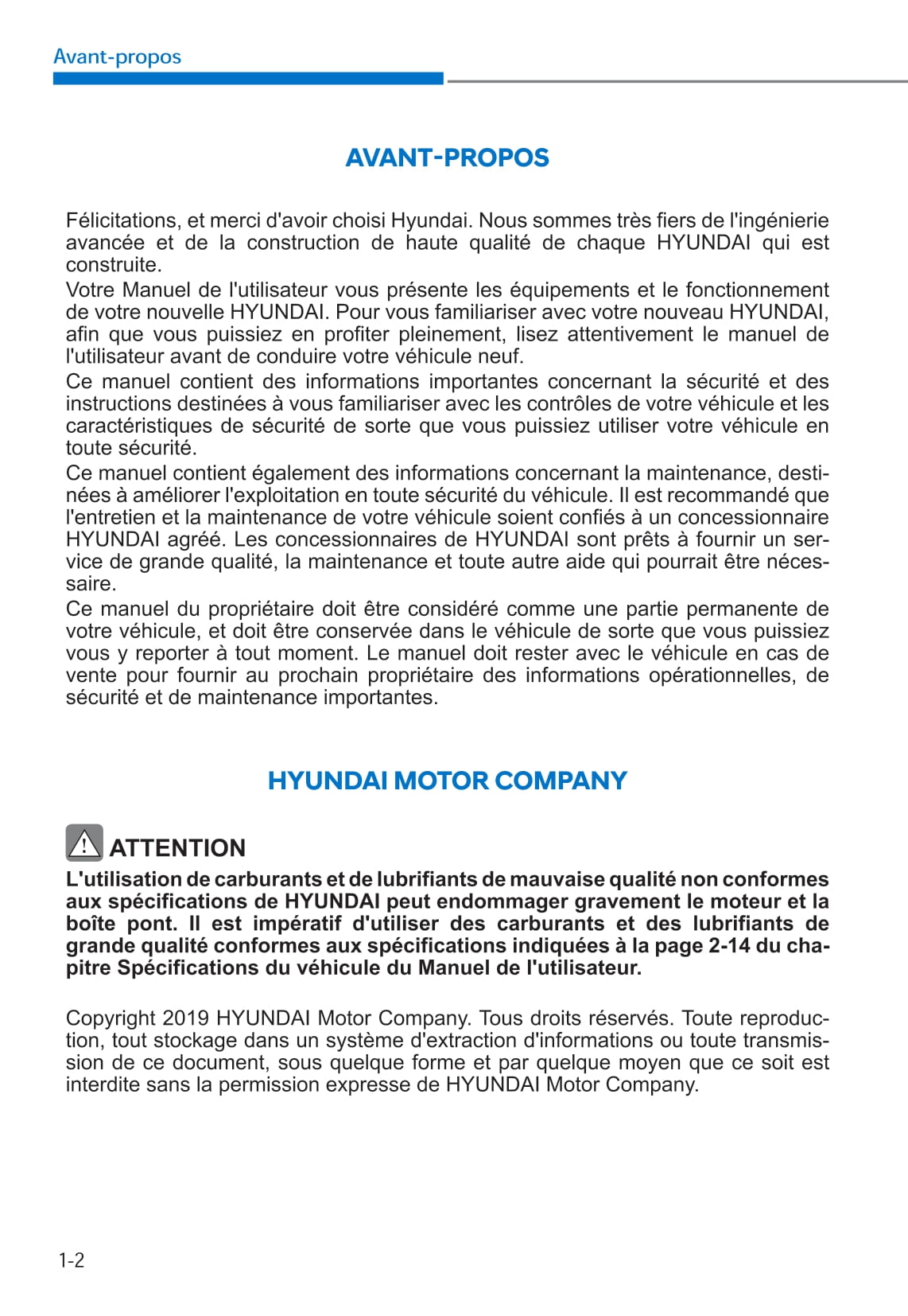 2019-2020 Hyundai i10 Owner's Manual | French