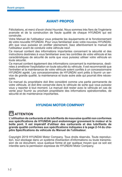 2019-2020 Hyundai i10 Owner's Manual | French