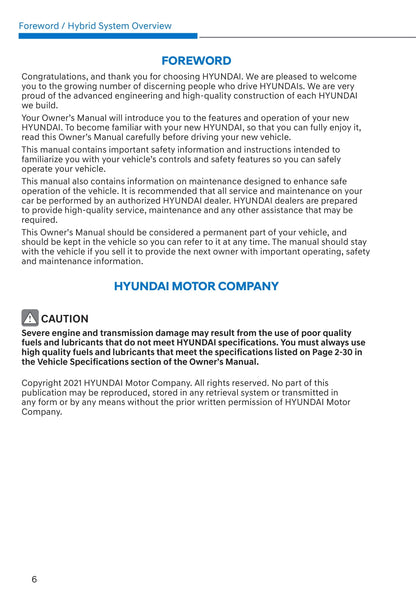 2021-2022 Hyundai Tucson Hybrid/Tucson Plug-in Hybrid Owner's Manual | English