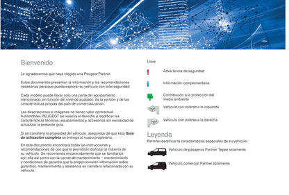 2017-2022 Peugeot Partner Electric/Partner Tepee Electric Bedienungsanleitung | Spanisch