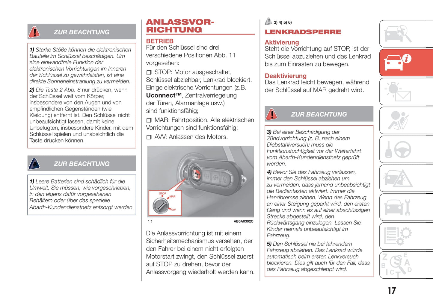 2016-2022 Abarth 595 Owner's Manual | German