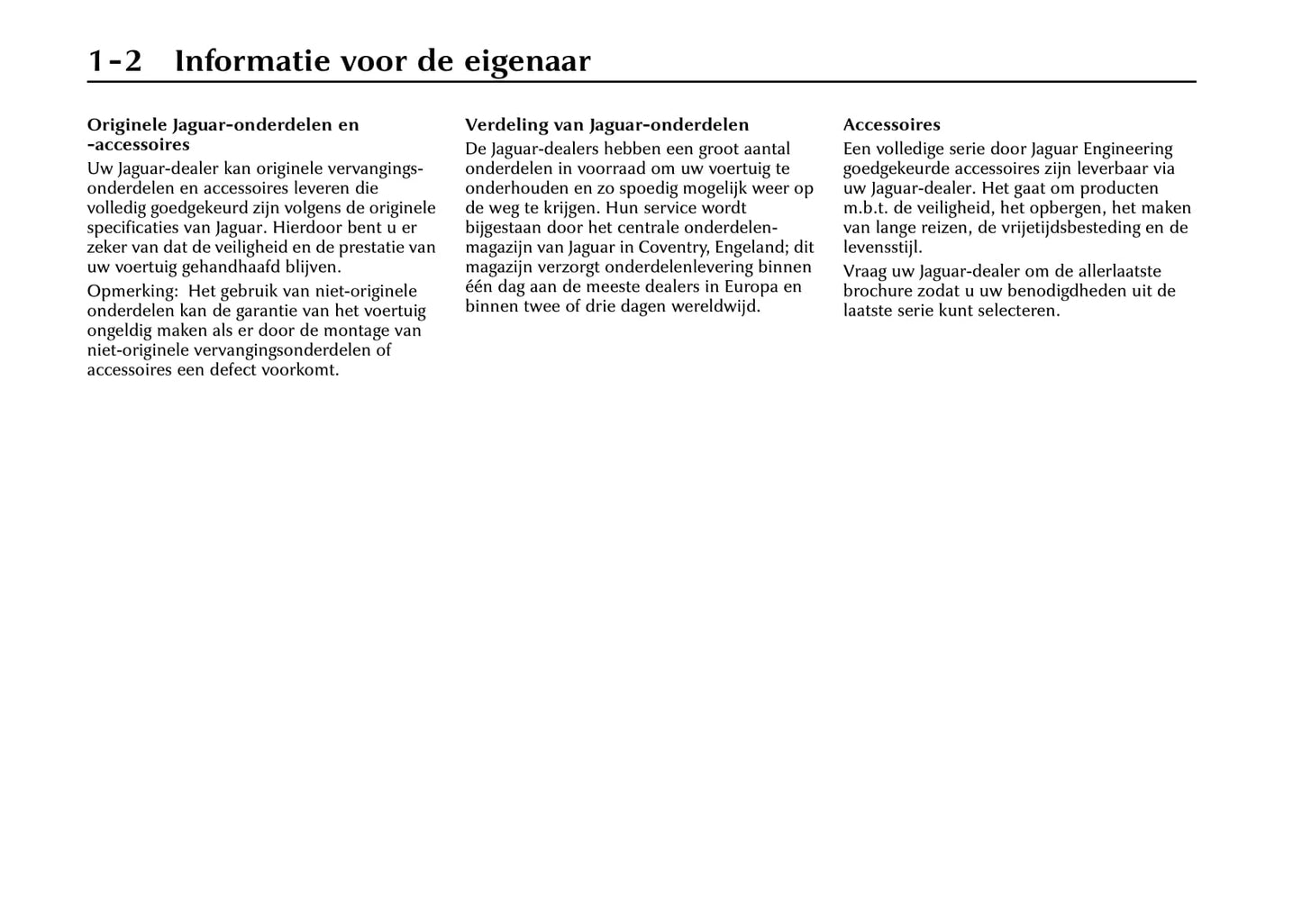 2000-2001 Jaguar S-Type Owner's Manual | Dutch