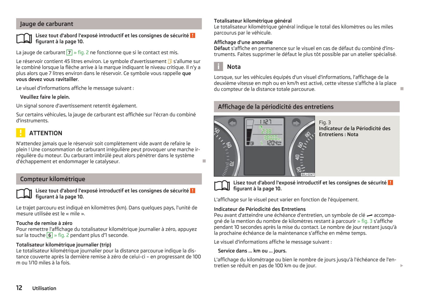 2012-2013 Skoda Fabia Owner's Manual | French