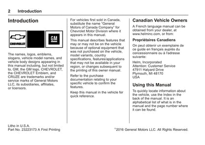 2017 Chevrolet Cruze Owner's Manual | English