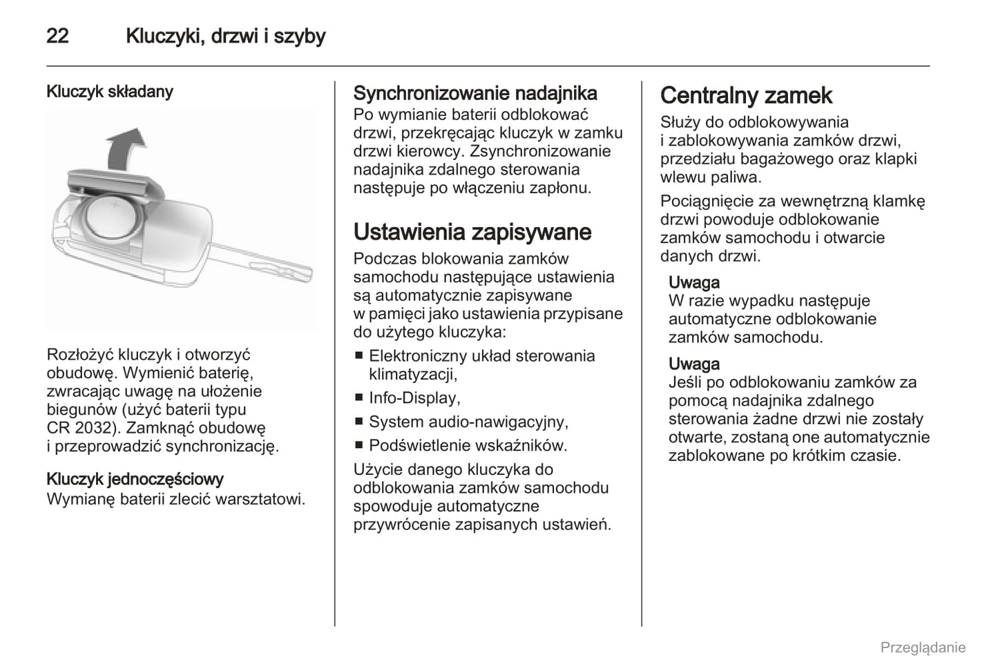 2012 Opel Corsa Owner's Manual | Polish