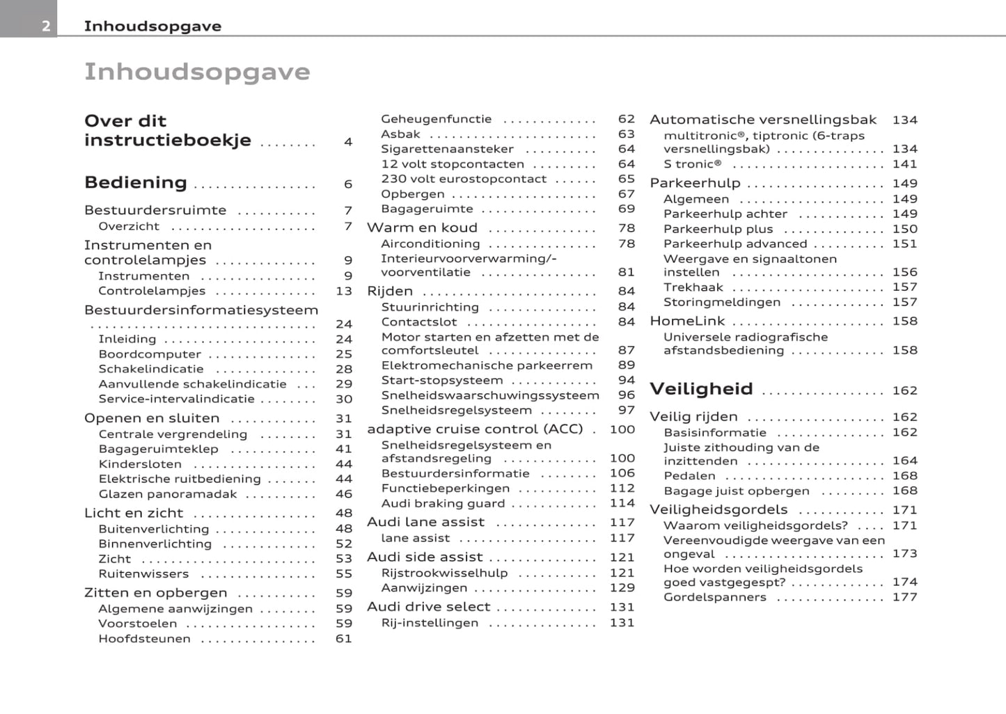 2007-2011 Audi A4 Bedienungsanleitung | Niederländisch