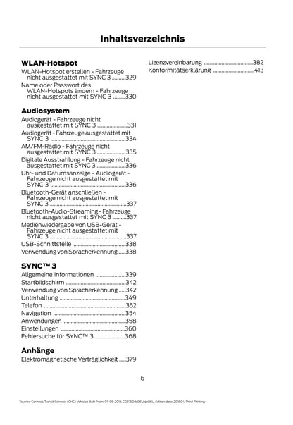 2018-2020 Ford Tourneo Connect / Transit Connect Owner's Manual | German