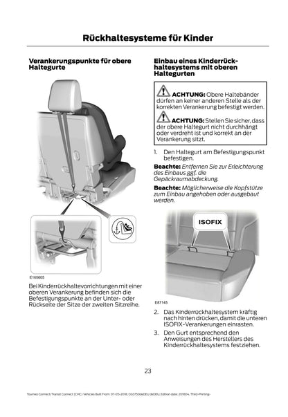 2018-2020 Ford Tourneo Connect / Transit Connect Owner's Manual | German