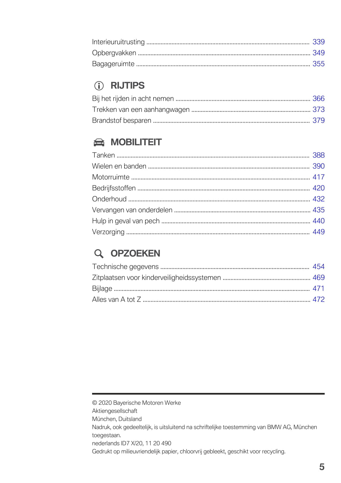 2020-2021 BMW X5 Owner's Manual | Dutch