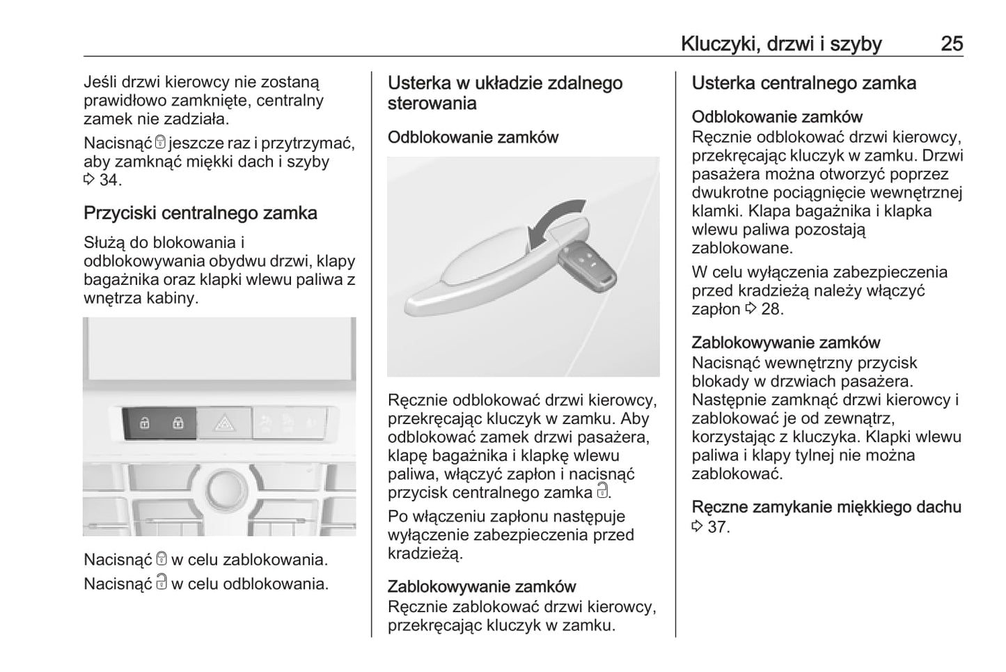 2018-2019 Opel Cascada Owner's Manual | Polish