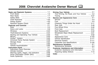2006 Chevrolet Avalanche Bedienungsanleitung | Englisch