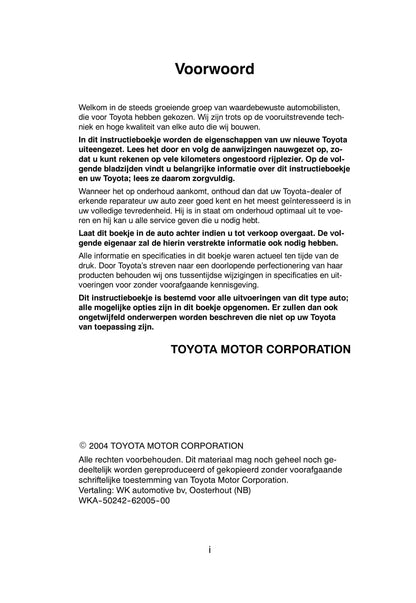 2003-2005 Toyota Previa Bedienungsanleitung | Niederländisch