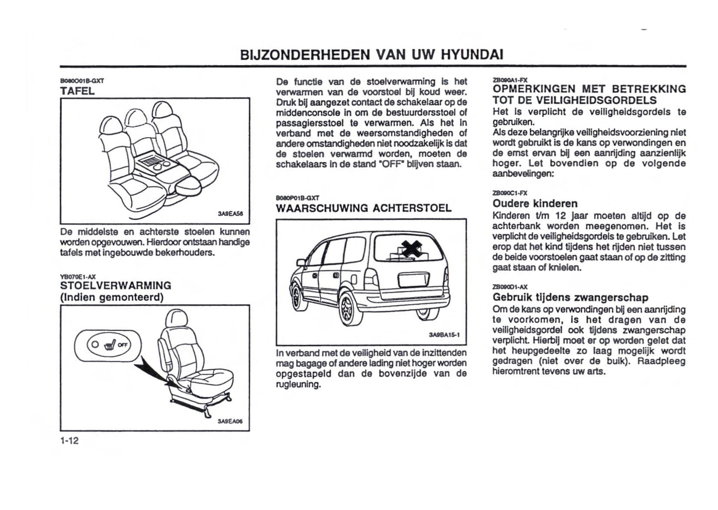 2000-2001 Hyundai Trajet Bedienungsanleitung | Niederländisch