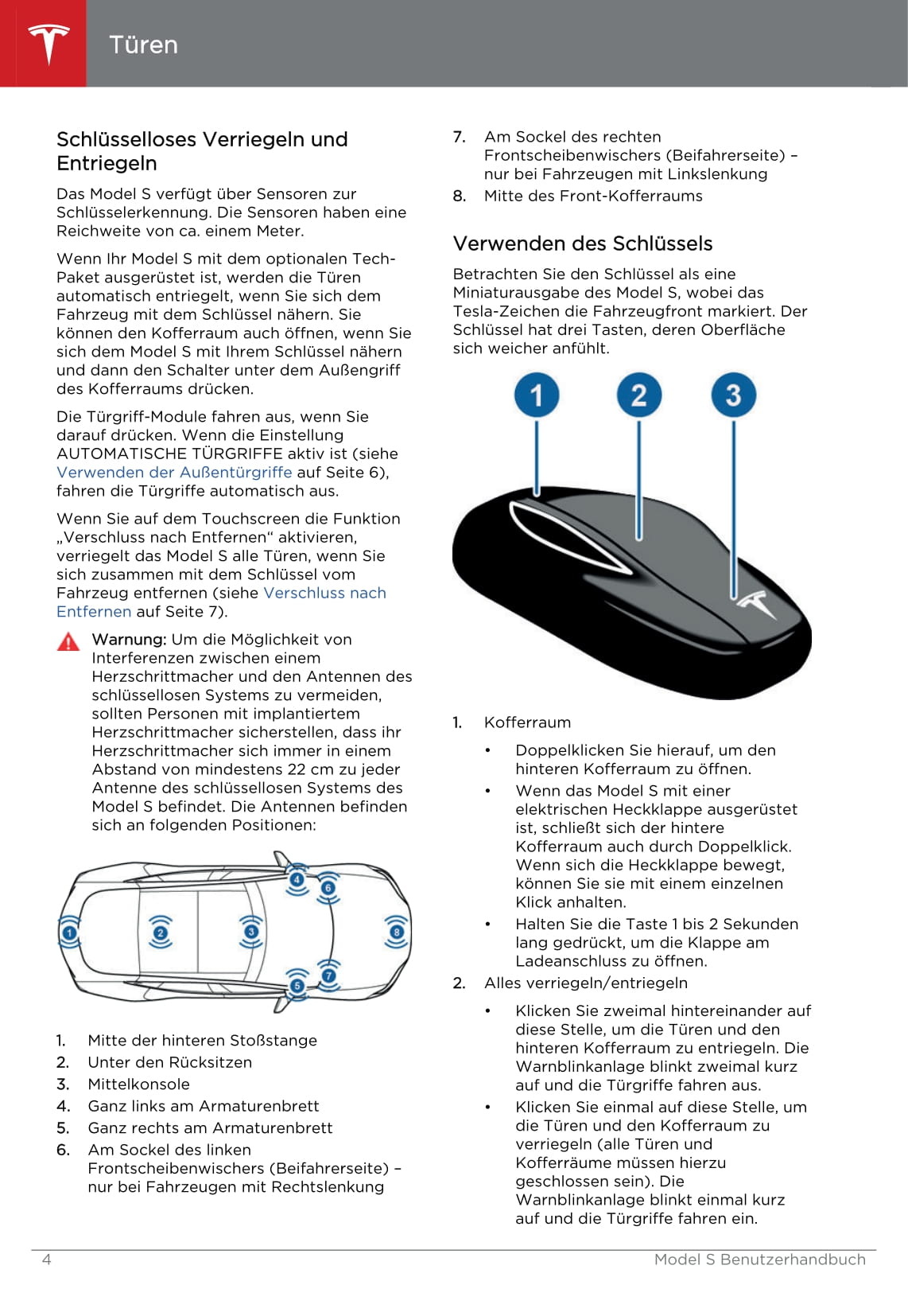 2013-2016 Tesla Model S Bedienungsanleitung | Deutsch