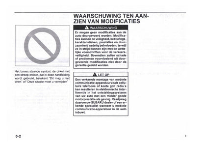 1996-2003 Subaru Justy Bedienungsanleitung | Niederländisch