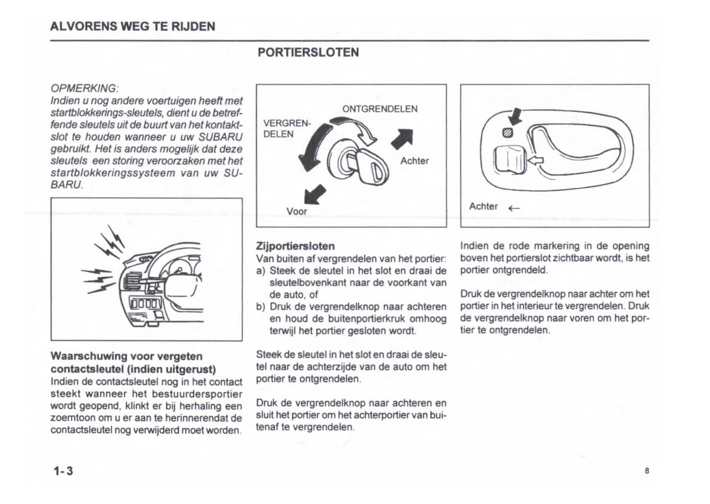 1996-2003 Subaru Justy Bedienungsanleitung | Niederländisch