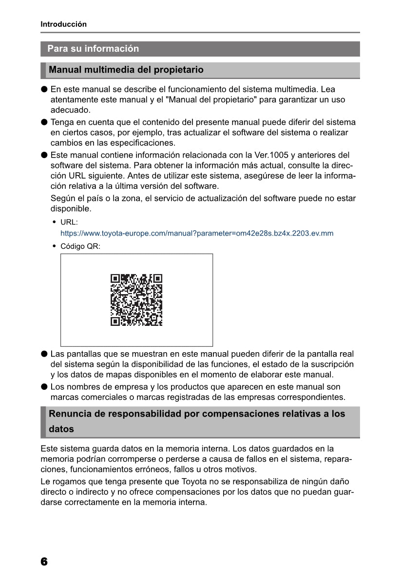 Toyota bZ4X Multimedia Manual de Instrucciones 2022 - 2023