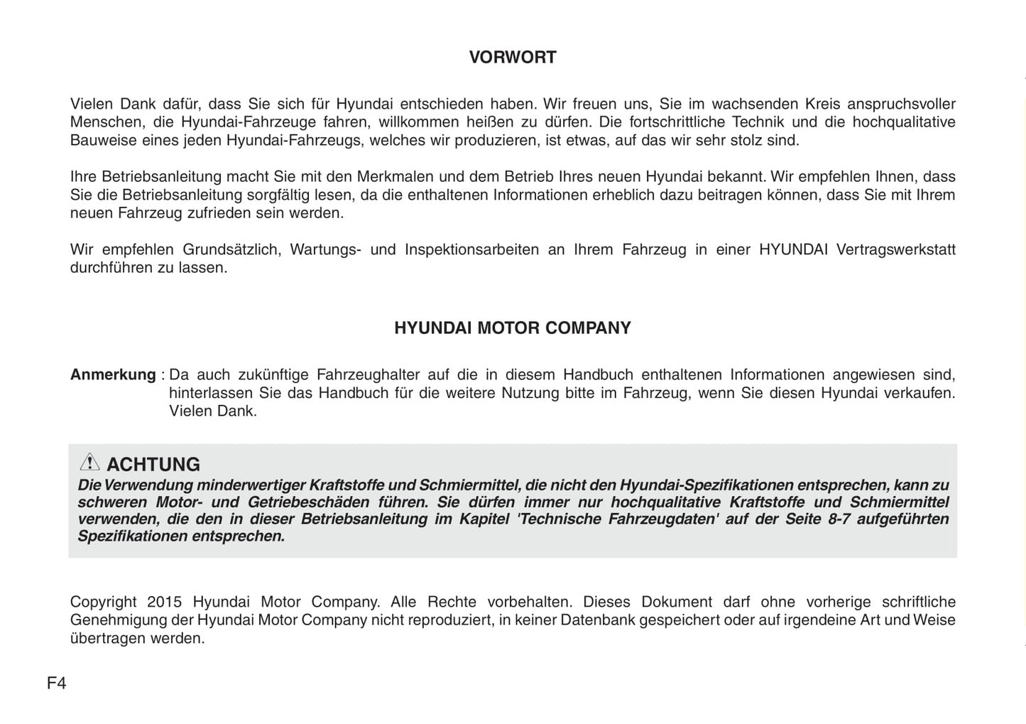 2015-2016 Hyundai Santa Fe Bedienungsanleitung | Deutsch