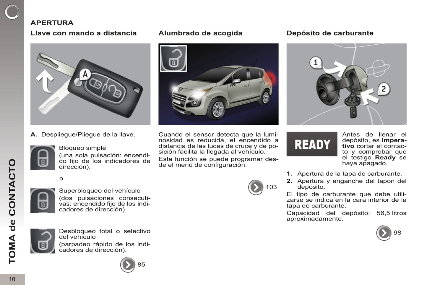 2012-2013 Peugeot 3008 HYbrid4 Owner's Manual | Spanish