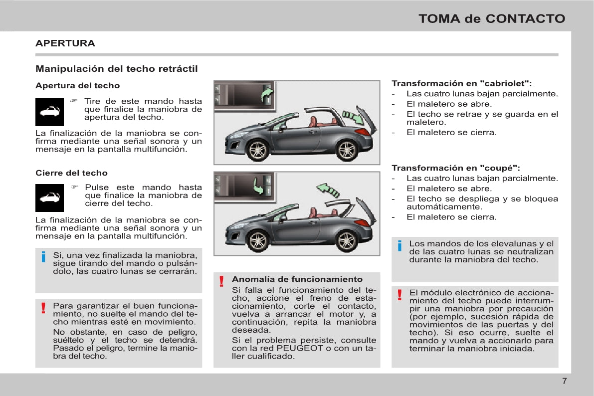 2013-2014 Peugeot 308 CC Owner's Manual | Spanish