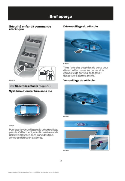 2012-2013 Ford Galaxy / S-Max Bedienungsanleitung | Französisch