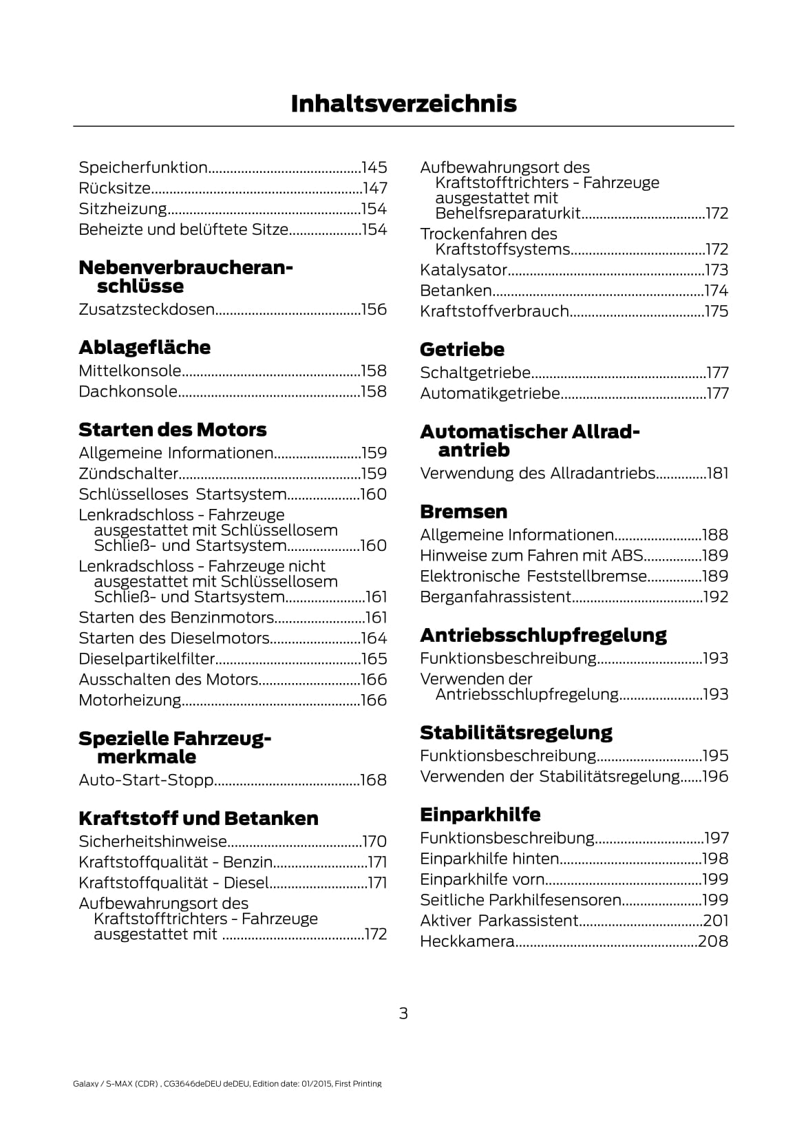 2015-2016 Ford Galaxy/S-Max Owner's Manual | German