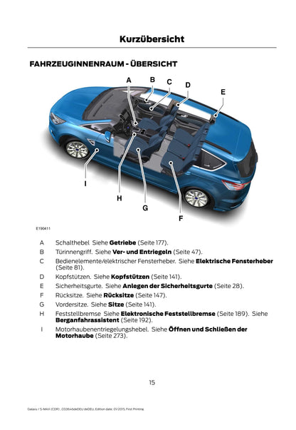 2015-2016 Ford Galaxy/S-Max Bedienungsanleitung | Deutsch