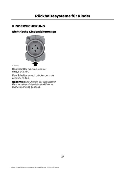 2015-2016 Ford Galaxy/S-Max Bedienungsanleitung | Deutsch