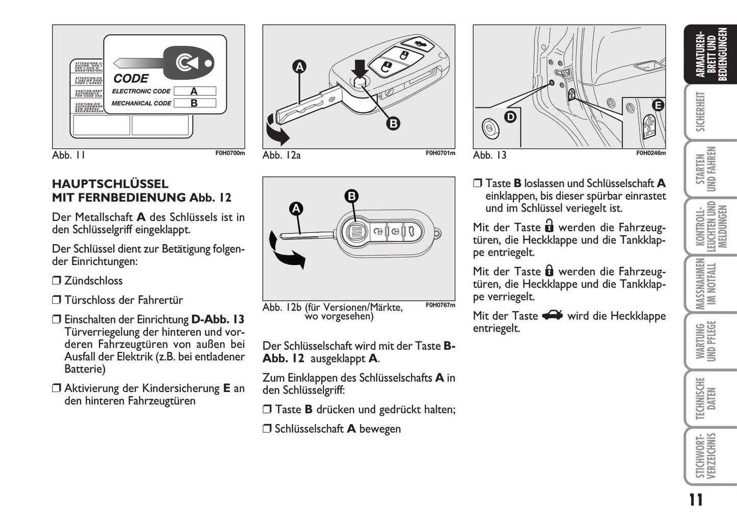 2010-2011 Fiat Idea Owner's Manual | German