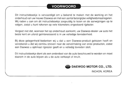 1997-2002 Daewoo Leganza Bedienungsanleitung | Niederländisch