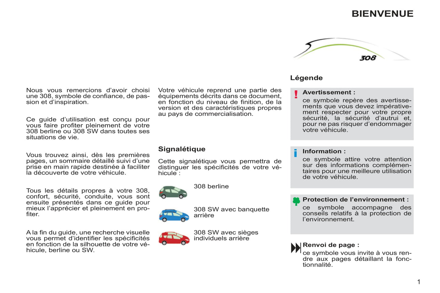 2012-2014 Peugeot 308 Owner's Manual | French