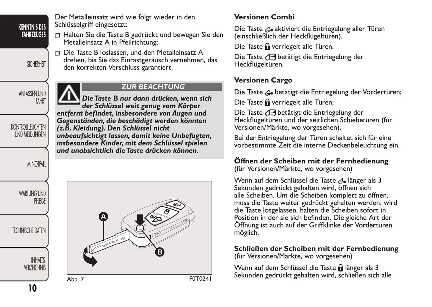 2016-2017 Fiat Fiorino Owner's Manual | German