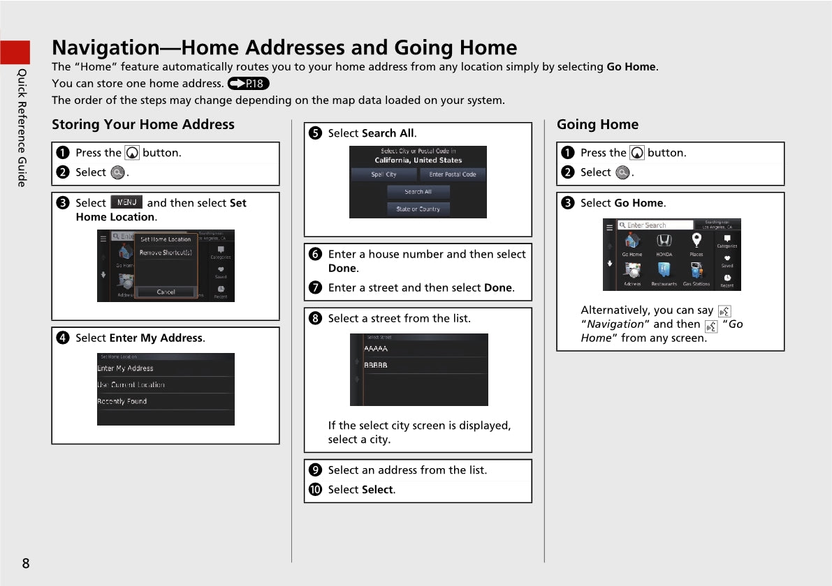 Honda Civic Sedan Navigation Owner's Manual 2021