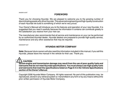 2006-2007 Hyundai Terracan Owner's Manual | English