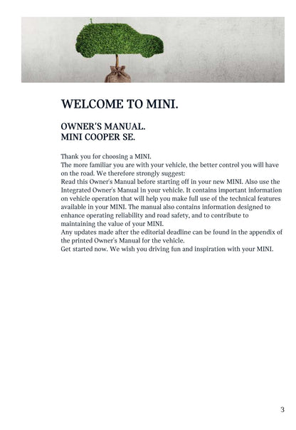 2019-2021 Mini Cooper SE Bedienungsanleitung | Englisch
