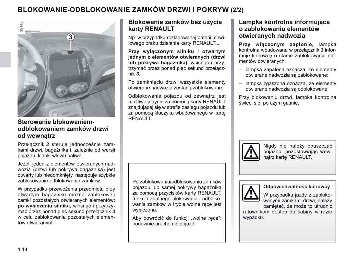 2018-2019 Renault Captur Owner's Manual | Polish