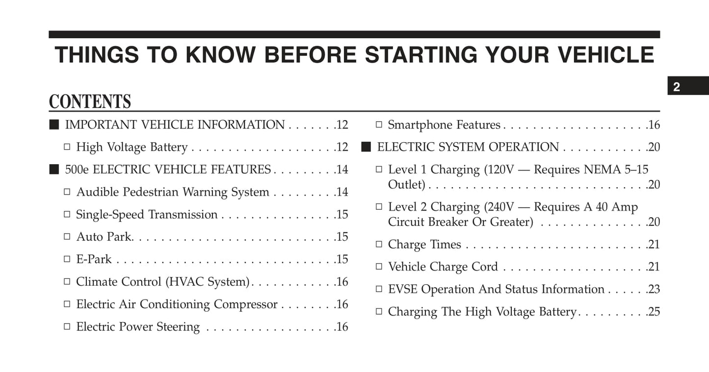 2015 Fiat 500e Owner's Manual | English