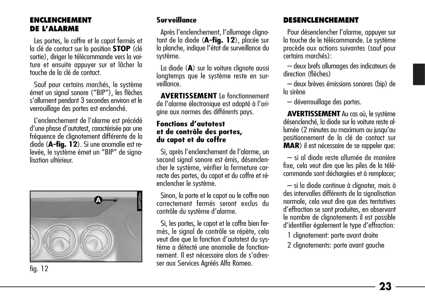 2003-2007 Alfa Romeo 166 Bedienungsanleitung | Französisch