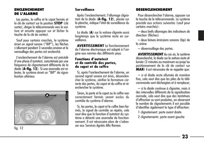 2003-2007 Alfa Romeo 166 Bedienungsanleitung | Französisch