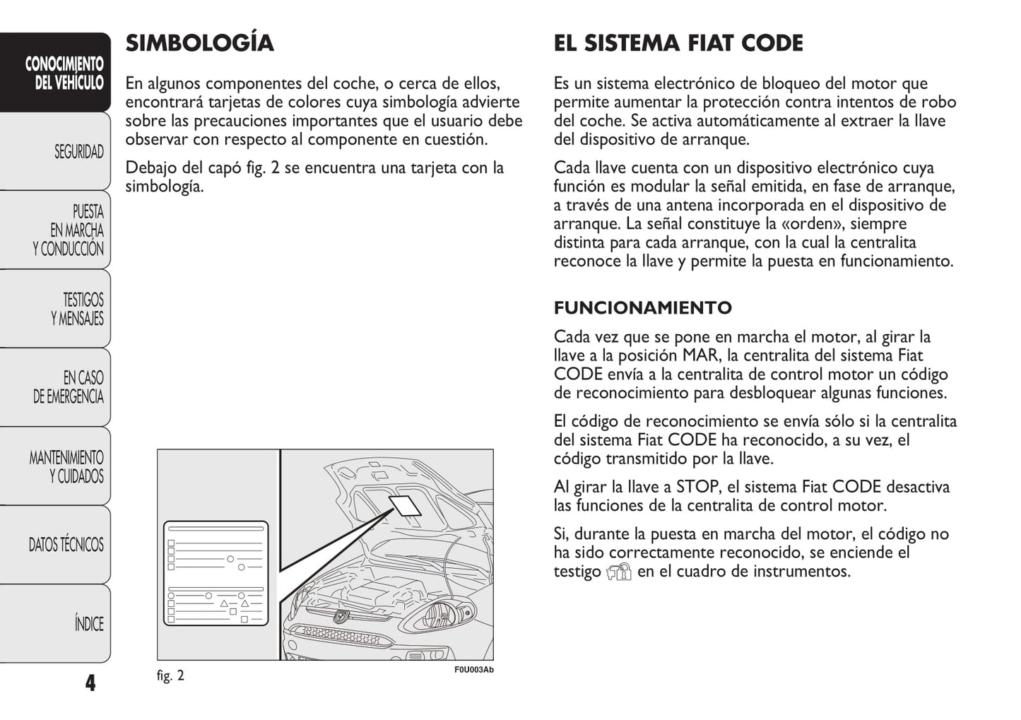 2010-2014 Abarth Punto Owner's Manual | Spanish