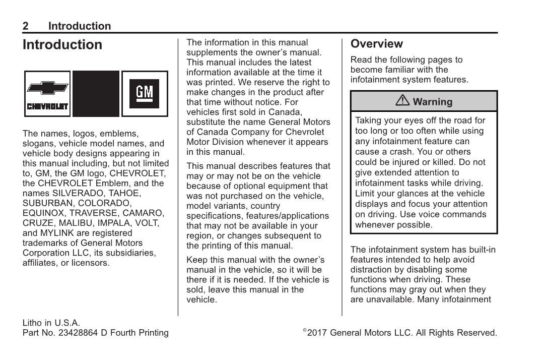 Chevrolet Trax MyLink Infotainment Owners Manual 2018