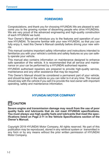 2019-2020 Hyundai i10 Owner's Manual | English