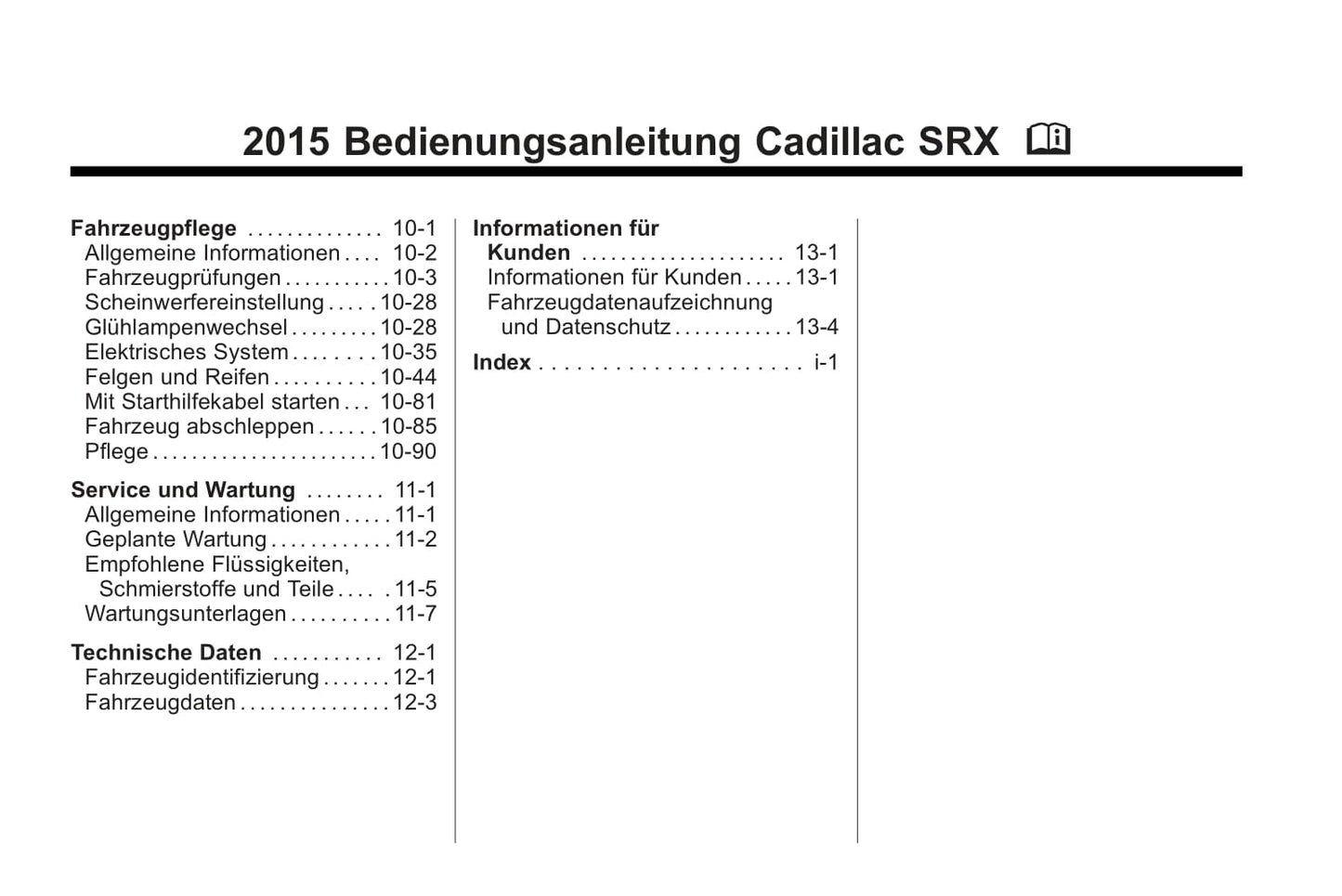 2015-2017 Cadillac SRX Owner's Manual | German