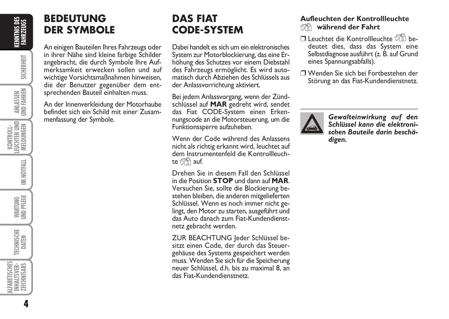2009-2010 Fiat 500 Bedienungsanleitung | Deutsch