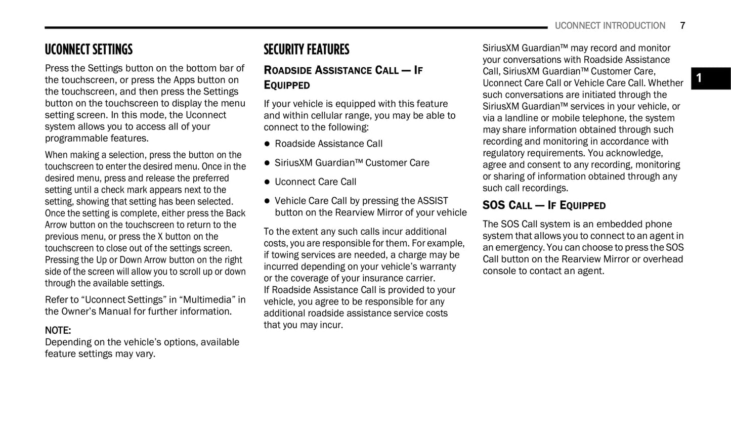 Uconnect Radio 8.4 Inch Display Owner's Manual