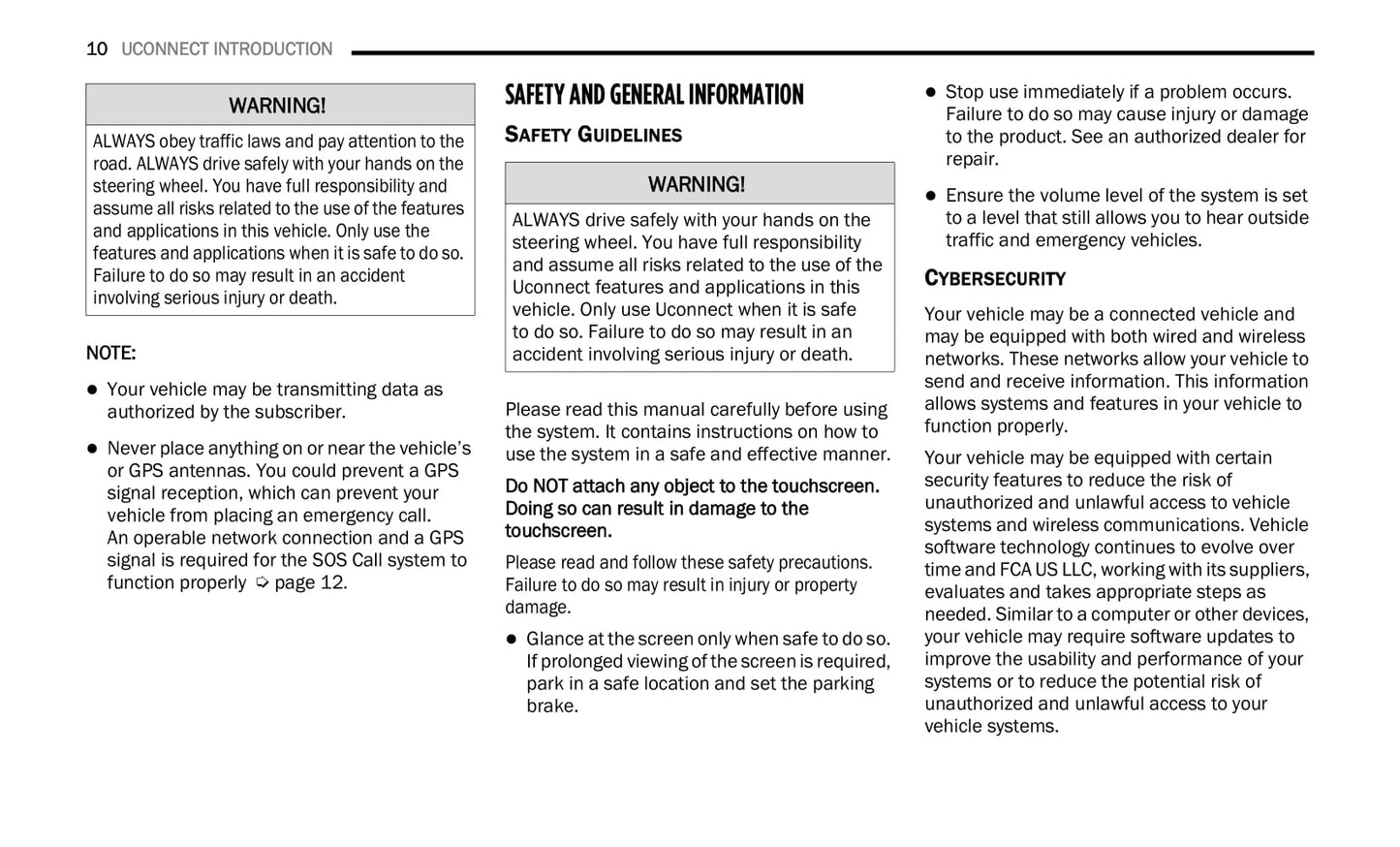 Uconnect Radio 8.4 Inch Display Owner's Manual