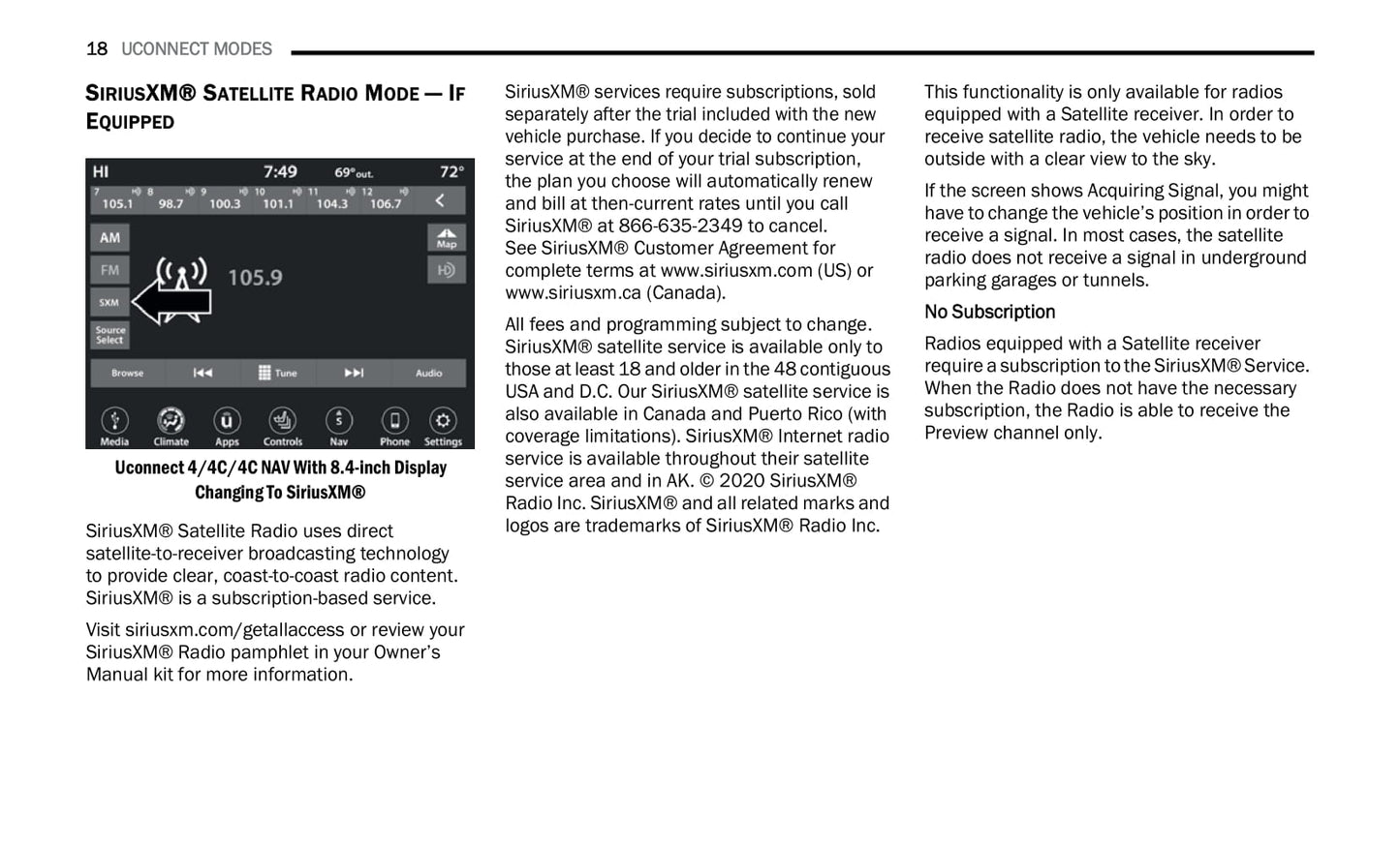 Uconnect Radio 8.4 Inch Display Owner's Manual