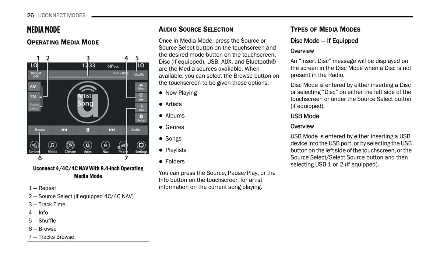 Uconnect Radio 8.4 Inch Display Owner's Manual